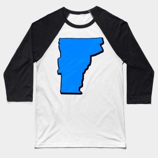 Bright Blue Vermont Outline Baseball T-Shirt